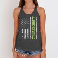 Cybersecurity Usa Flag Computer Engineer Programmer Hacker Women's Knotted Racerback Tank