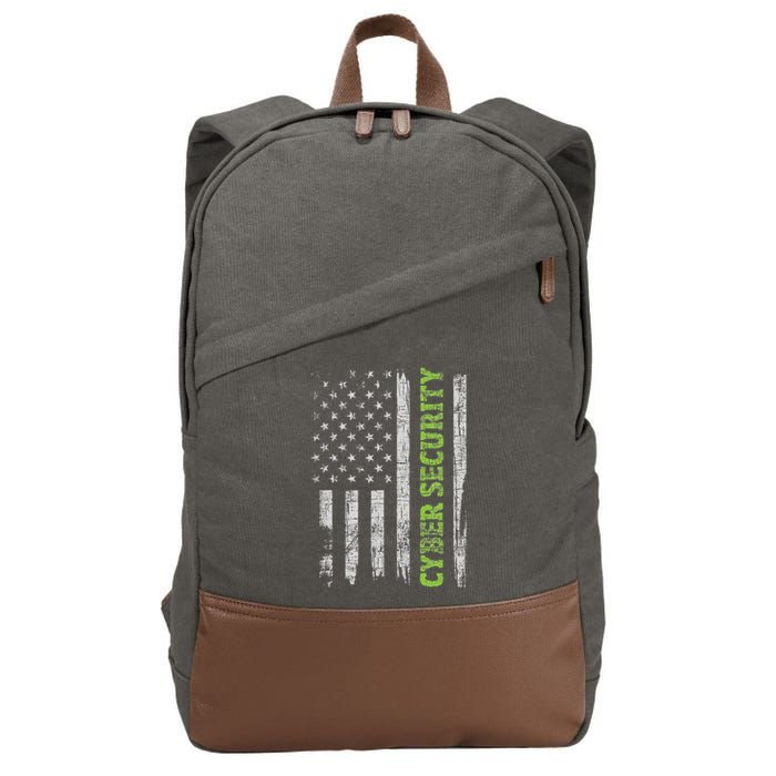 Cybersecurity Usa Flag Computer Engineer Programmer Hacker Cotton Canvas Backpack