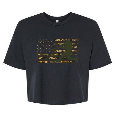 Camo USA Flag Baseball American Flag Baseball Bella+Canvas Jersey Crop Tee