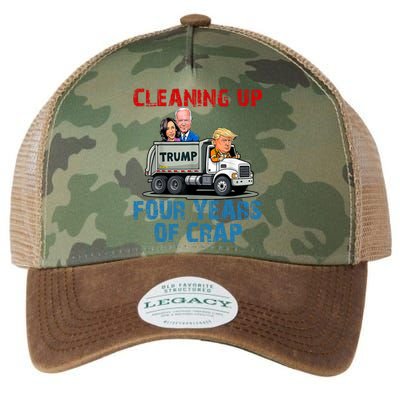 Cleaning Up Four Years Of Crap Funny Trump Garbage Truck Legacy Tie Dye Trucker Hat