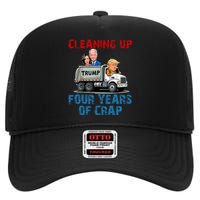 Cleaning Up Four Years Of Crap Funny Trump Garbage Truck High Crown Mesh Back Trucker Hat