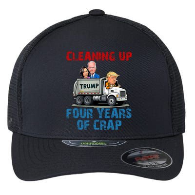 Cleaning Up Four Years Of Crap Funny Trump Garbage Truck Flexfit Unipanel Trucker Cap