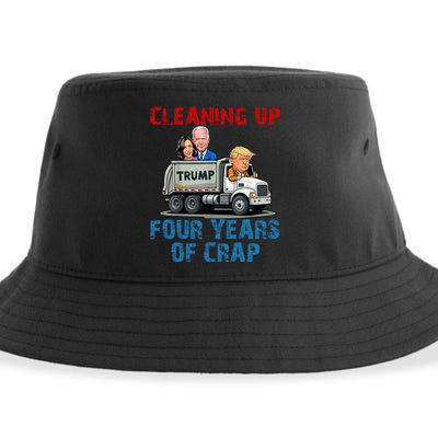 Cleaning Up Four Years Of Crap Funny Trump Garbage Truck Sustainable Bucket Hat