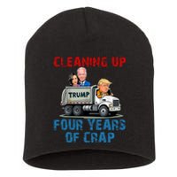 Cleaning Up Four Years Of Crap Funny Trump Garbage Truck Short Acrylic Beanie