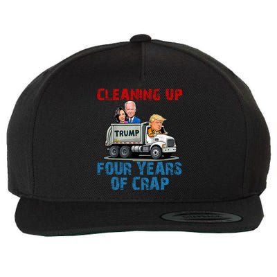 Cleaning Up Four Years Of Crap Funny Trump Garbage Truck Wool Snapback Cap