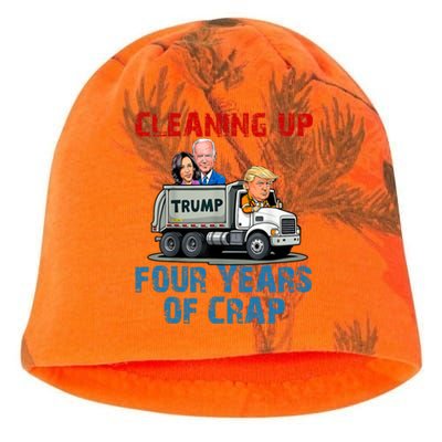 Cleaning Up Four Years Of Crap Funny Trump Garbage Truck Kati - Camo Knit Beanie