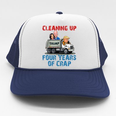 Cleaning Up Four Years Of Crap Funny Trump Garbage Truck Trucker Hat