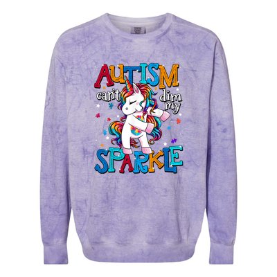 Cute Unicorn For Autism Mom Girl Gift Autism Awareness Colorblast Crewneck Sweatshirt