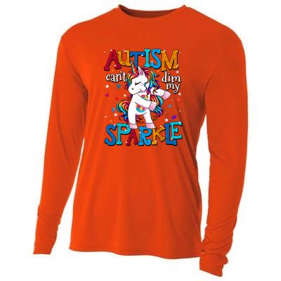 Cute Unicorn For Autism Mom Girl Gift Autism Awareness Cooling Performance Long Sleeve Crew