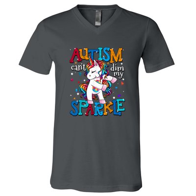 Cute Unicorn For Autism Mom Girl Gift Autism Awareness V-Neck T-Shirt