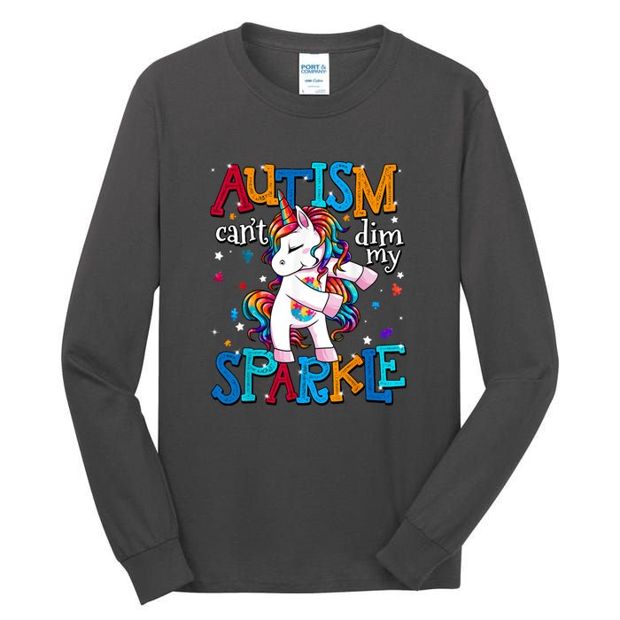 Cute Unicorn For Autism Mom Girl Gift Autism Awareness Tall Long Sleeve T-Shirt