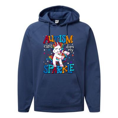 Cute Unicorn For Autism Mom Girl Gift Autism Awareness Performance Fleece Hoodie