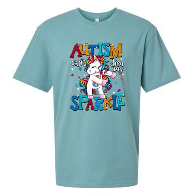 Cute Unicorn For Autism Mom Girl Gift Autism Awareness Sueded Cloud Jersey T-Shirt