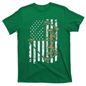 Camo Usa Flag Archery Compound Bow Bow Hunter (On Back) T-Shirt