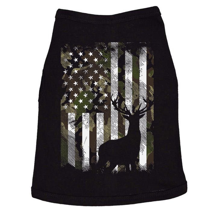 Camo US Flag Deer Elk Buck Camoflage Hunting Hunter Dad Gift Doggie Tank