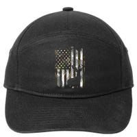 Camo US Flag Deer Elk Buck Camoflage Hunting Hunter Dad Gift 7-Panel Snapback Hat