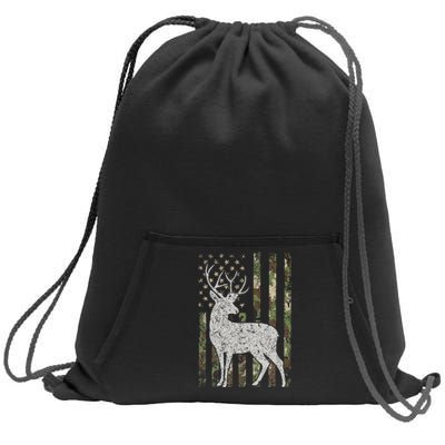 Camo Usa Flag Deer Elk Buck Camoflage Hunting Hunter Sweatshirt Cinch Pack Bag