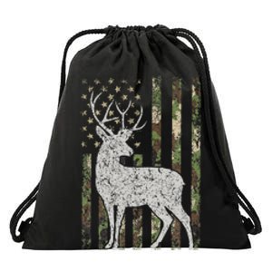 Camo Usa Flag Deer Elk Buck Camoflage Hunting Hunter Drawstring Bag