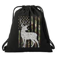 Camo Usa Flag Deer Elk Buck Camoflage Hunting Hunter Drawstring Bag