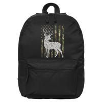 Camo Usa Flag Deer Elk Buck Camoflage Hunting Hunter 16 in Basic Backpack