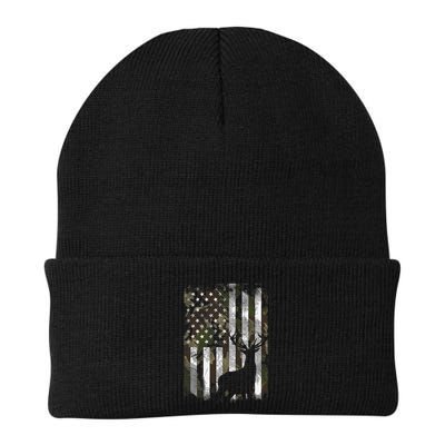 Camo US Flag Deer Elk Buck Hunting Dad Gift Beanie