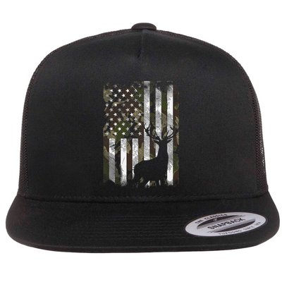 Camo US Flag Deer Elk Buck Hunting Dad Gift Flatbill Hat