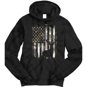 Camo US Flag Deer Elk Buck Hunting Dad Gift Tie Dye Hoodie