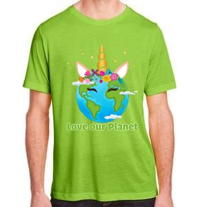 Cute Unicorn Face Love Our Planet Earth Day Gift Adult ChromaSoft Performance T-Shirt