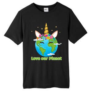 Cute Unicorn Face Love Our Planet Earth Day Gift Tall Fusion ChromaSoft Performance T-Shirt