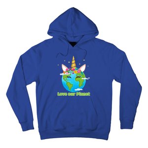 Cute Unicorn Face Love Our Planet Earth Day Gift Hoodie