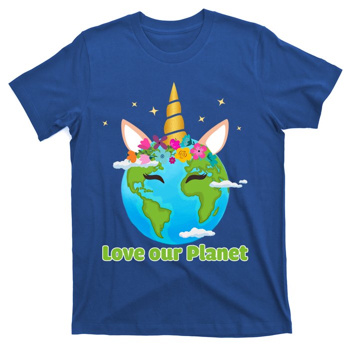 Cute Unicorn Face Love Our Planet Earth Day Gift T-Shirt