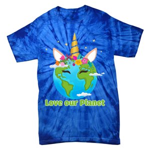 Cute Unicorn Face Love Our Planet Earth Day Gift Tie-Dye T-Shirt