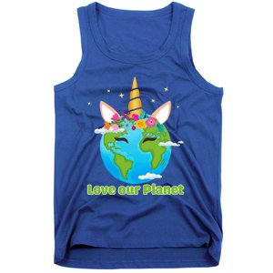 Cute Unicorn Face Love Our Planet Earth Day Gift Tank Top