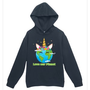 Cute Unicorn Face Love Our Planet Earth Day Gift Urban Pullover Hoodie