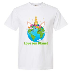 Cute Unicorn Face Love Our Planet Earth Day Gift Garment-Dyed Heavyweight T-Shirt