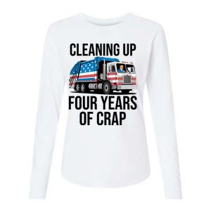 Cleaning Up Four Years Of Crap Funny Trump Garbage Truck Womens Cotton Relaxed Long Sleeve T-Shirt