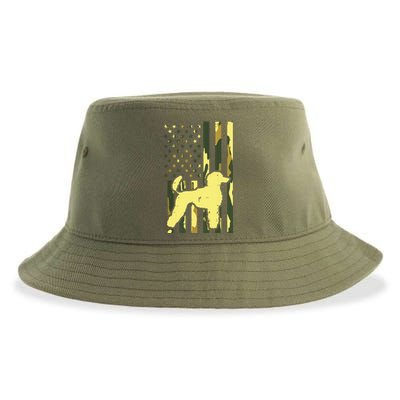 Camo US Flag Poodle Vintage Patriotic Dog Lover Owner Gift Sustainable Bucket Hat