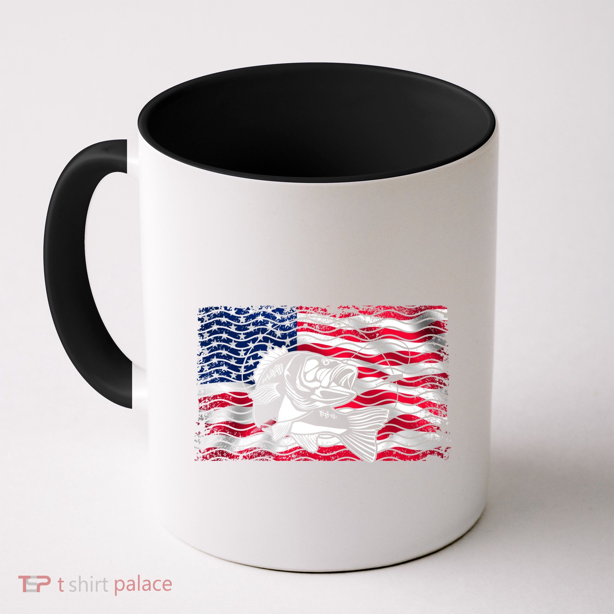 Cool Usa Flag With Fish Mug