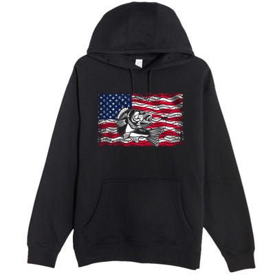 Cool Usa Flag With Fish Premium Pullover Hoodie