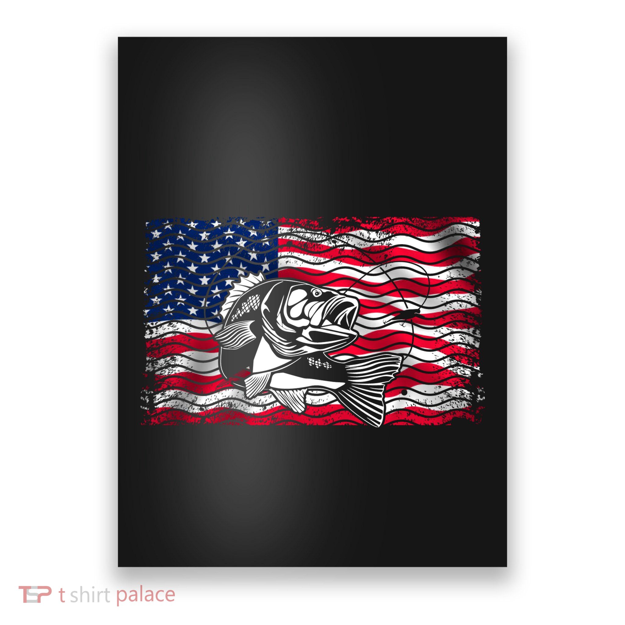 Cool Usa Flag With Fish Poster