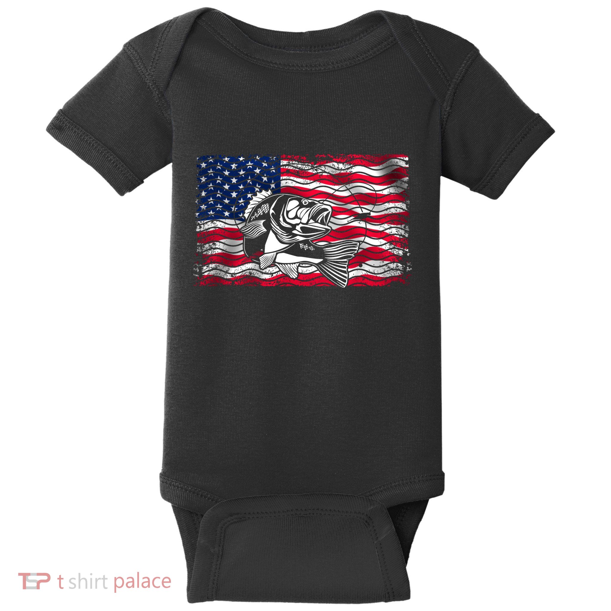 Cool Usa Flag With Fish Baby Bodysuit