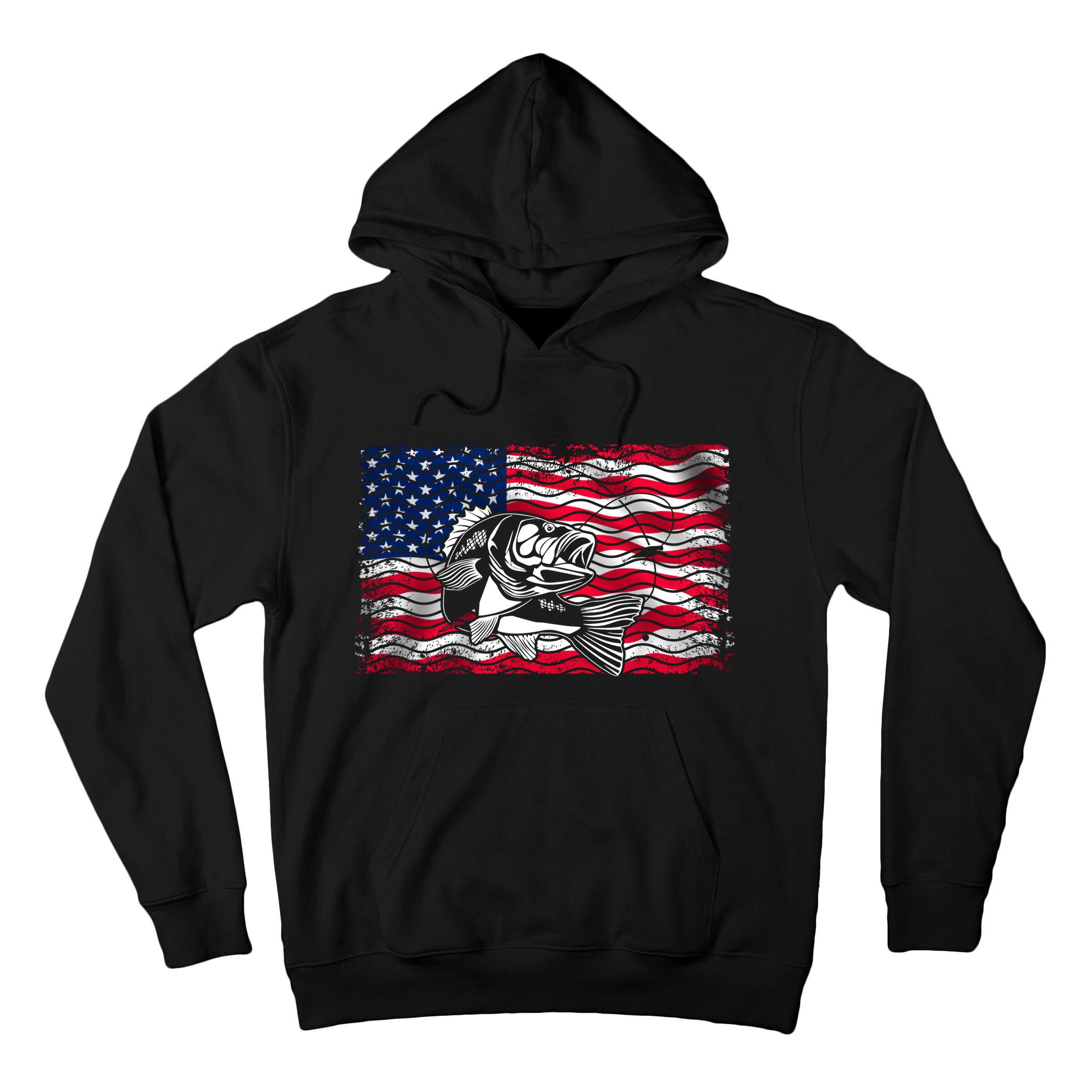Cool Usa Flag With Fish Tall Hoodie