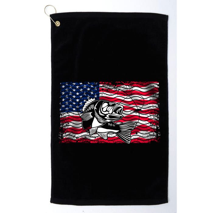 Cool Usa Flag With Fish Golf Towel