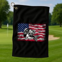 Cool Usa Flag With Fish Golf Towel