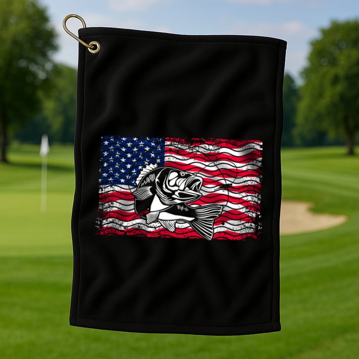 Cool Usa Flag With Fish Golf Towel