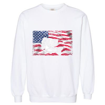 Cool Usa Flag With Fish Garment-Dyed Sweatshirt