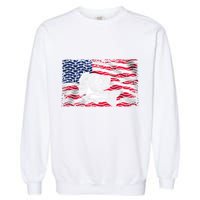 Cool Usa Flag With Fish Garment-Dyed Sweatshirt