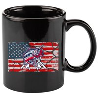 Cool Usa Fishing With Flag 11oz C Handle Ceramic Mug
