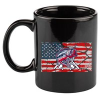 Cool Usa Fishing With Flag 11oz C Handle Ceramic Mug