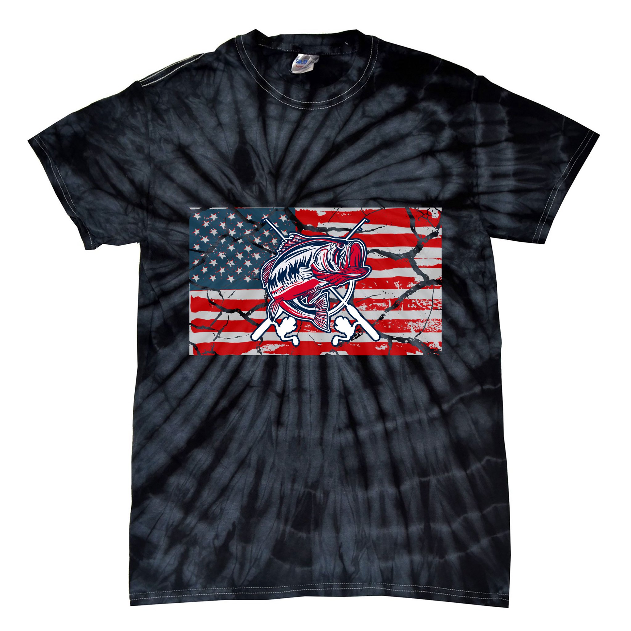 Cool Usa Fishing With Flag Tie-Dye T-Shirt